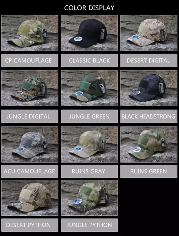 HAN WILD Outdoor Sport Caps Camouflage Hat Baseball Caps Simplicity Tactical Military Army Camo Hunting Cap Hats Unisex