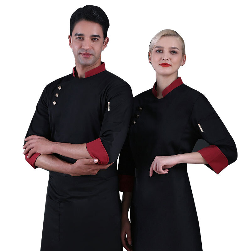 C325 cucina ristorante cuoco abbigliamento da lavoro uniforme da cuoco camicia a più colori giacca da cuoco doppio petto tuta a maniche lunghe Unisex