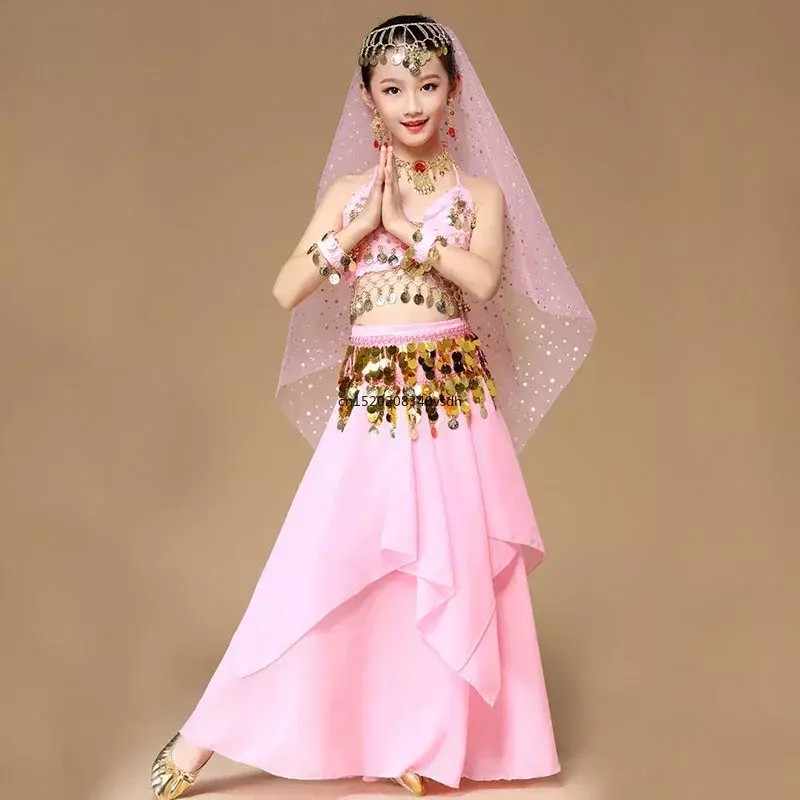 Dziecięca odzież do tańca brzucha dla dziewczynek Zestaw odzieży do tańca indyjskiego Odzież sceniczna dla dzieci