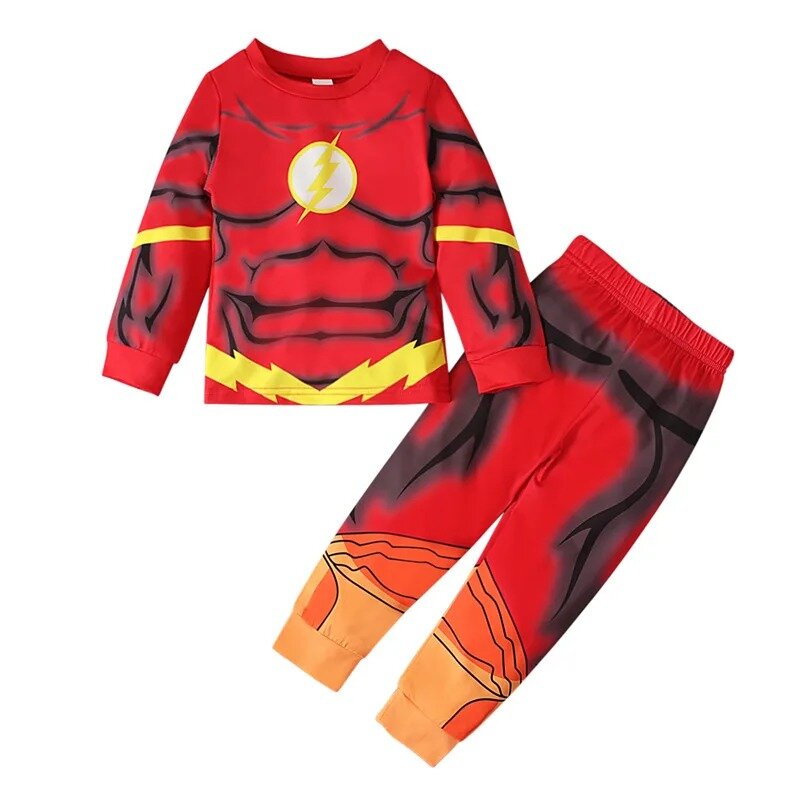 2024 Marvel Avengers Superhero Costume for Kids Spiderman Iron Man Cotton Pajamas Suit Boys Long Sleeve Christmas Sleepwear Sets