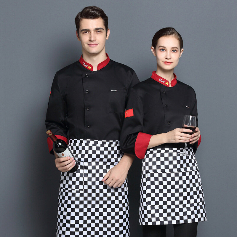 C589 Chef's Uniform Long Sleeve Waiter Coat Plus Size  Sushi Chef Coat  Chef Jacket Adult Chef Costume