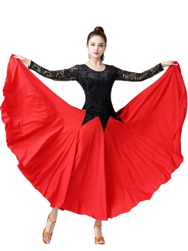 High Quality Ballroom Dance Dress Women Performance Wear Dresses Modern Standard Tango Waltz Dress Short Sleeves