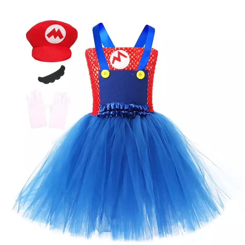Halloween Kids Festival Cartoon Super Game Luigi Bros Cosplay Costume Christmas Children’s Paty Plumber Mary Fancy Dress