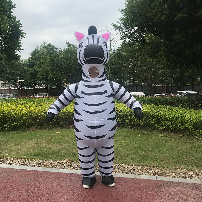 Simbok Zebra Inflatable Costume Halloween Costume for Adult Full Body Cute Black White Animal Carnival Party Role Play Clothing