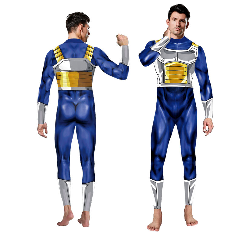 Zawaland Anime Printing Fancy Outfit Long Sleeve Cosplay Adult Costume Catsuits Muscle Mens Bodysuit Tight Zentai Jumpsuit