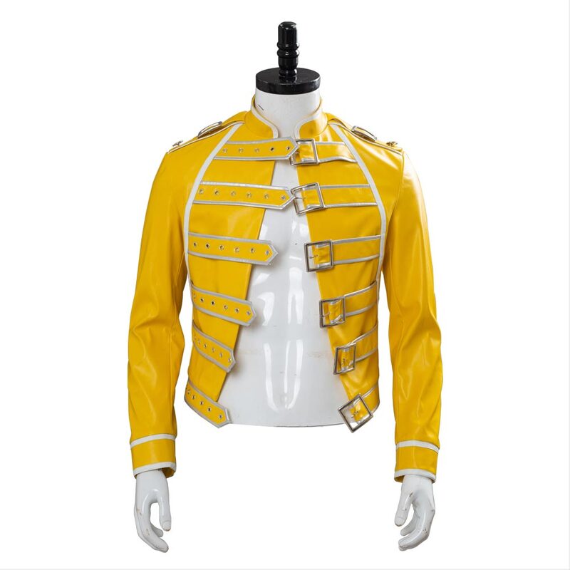 Queen Lead Vocals freddy Mercury Cosplay Anime Costume per uomini adulti giacca gialla cappotto Halloween Carnival Party Clothes