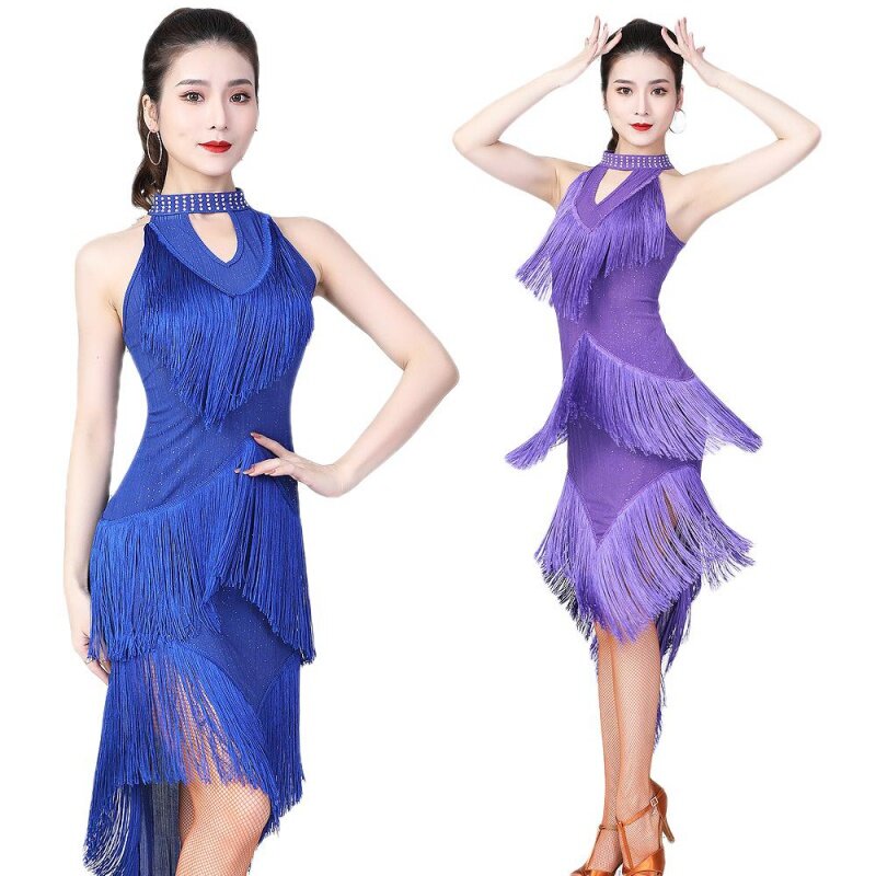 Women Shiny Fringe Halter Neck Dress Roaring Flapper Gatsby Latin Dance Sexy Sparkly Sequins Bodycon Dress
