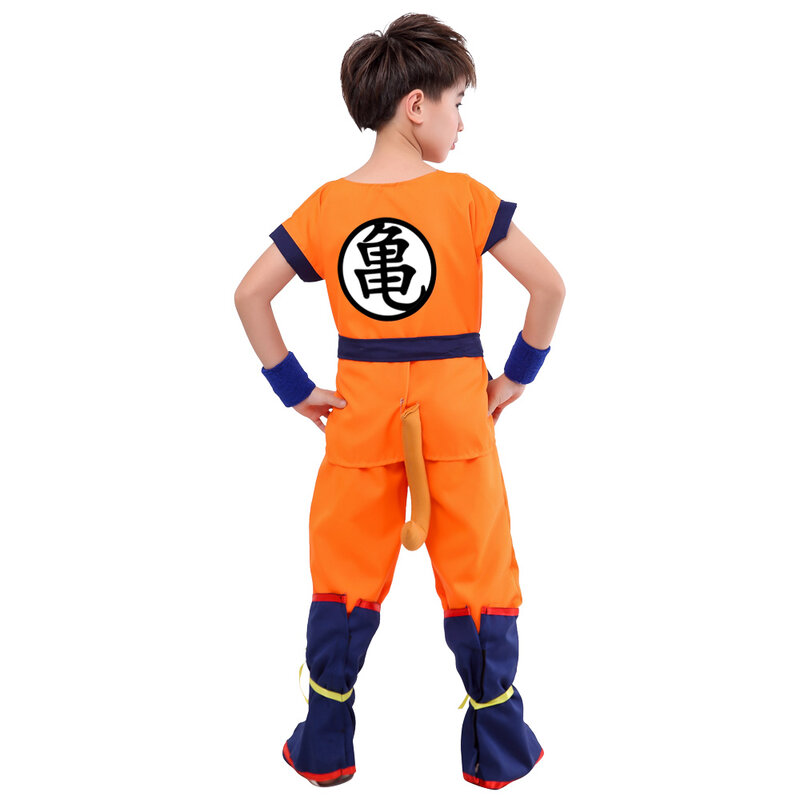 Anime Children Son Goku Costume Wu Gui  Superhero Cosplay with Blue Yellow Black Wig Performance Stage Suits
