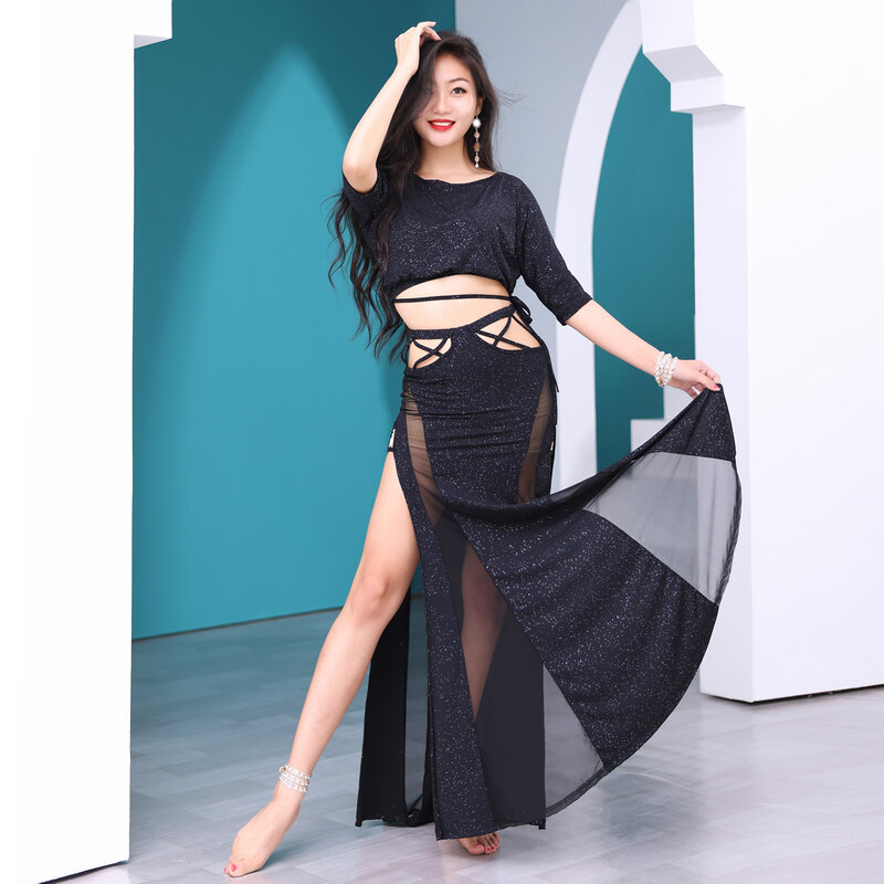 Belly Dance Costumes Set for Women Belly Dancing Half Sleeves Top+long Skirt 2pcs Oriental Dance Clothing Dance Wear Outfit Suit