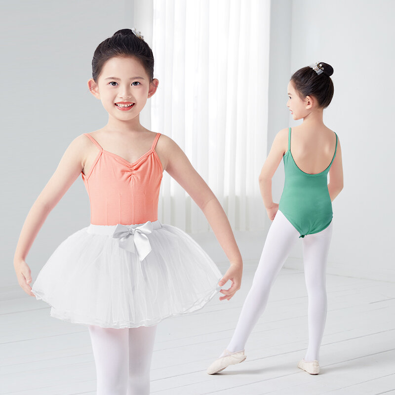 Girls Ballet Leotard Kids Gymnastics Leotards Dance Bodysuit Professional Ballet Costumes Open Crotch Child Dance Camisole