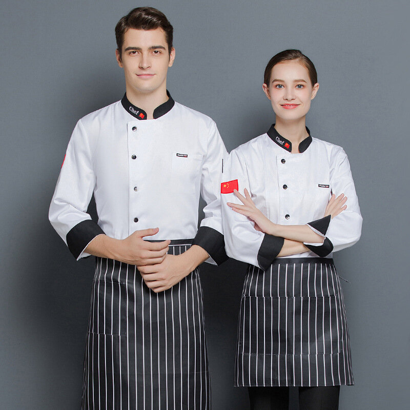 C589 Chef's Uniform Long Sleeve Waiter Coat Plus Size  Sushi Chef Coat  Chef Jacket Adult Chef Costume