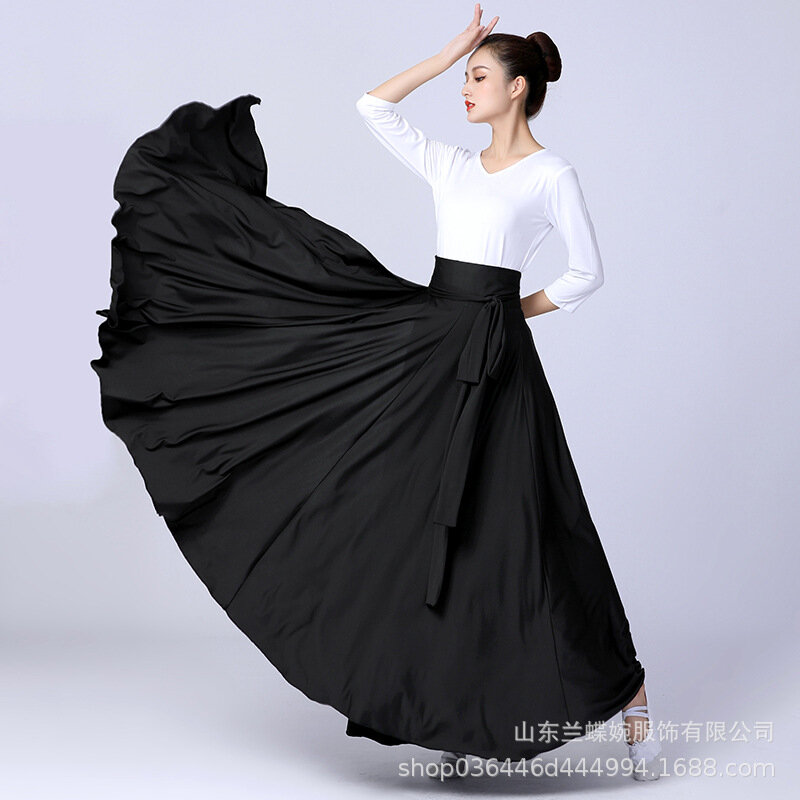 Flamenco Skirt for women Spanish  Dance Skirt Belly dance long Dress Big Swing Skirt Gradient Color Performance Gypsy Skirt