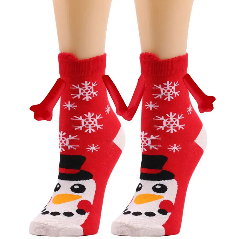 Chaussettes de dessin animé en coton Harajuku Mains tenant les mains, attraction magnétique, drôle, mignon, couple, cadeaux de Noël, 1 paire