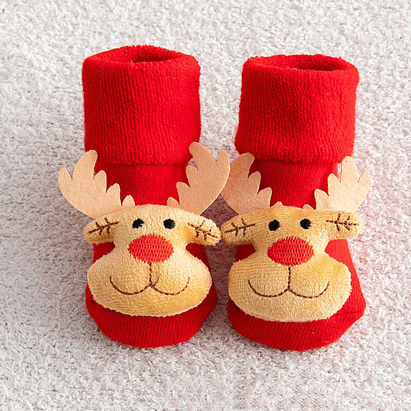 Kerst Baby Sokken Rode Eland Santa Claus Xmas Tree Bell Boots Gevormde Decoratie Feest Accessoires Winter Dikker Warme Sok