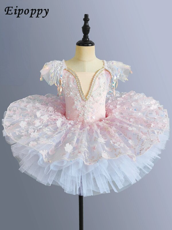 Falda de Ballet con lentejuelas para niñas, vestido de actuación para el día de Año Nuevo, baile moderno