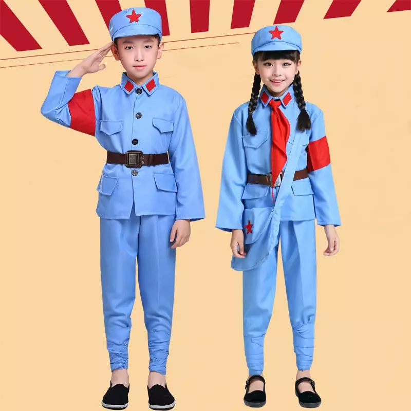 Children's Eighth Route Army Clothes Adult Red Stage Performances Girls New Fourth Army Uniform Chorus Clothing Cosplay